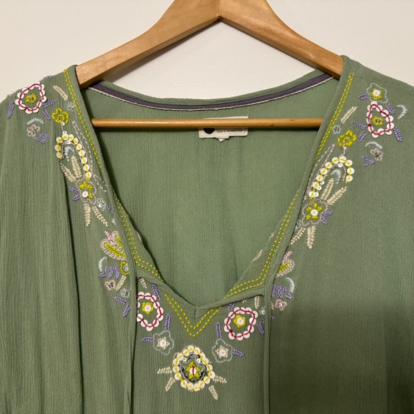 Anthropologie Floreat Gauze Embroidered Floral Top with Tassel - Picture 5 of 9